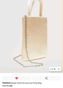 MANGO Beige Structured Sling Bag
