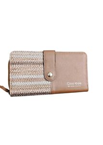 Chic Woven &amp; Leather Wallet with Wrist Strap