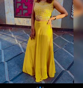 Beautiful Yellow Lehnga With Stone Work