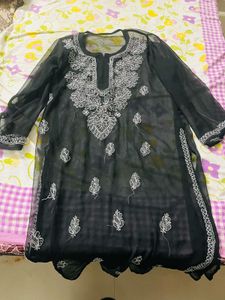 Chiffon Chikenkari Work Kurta