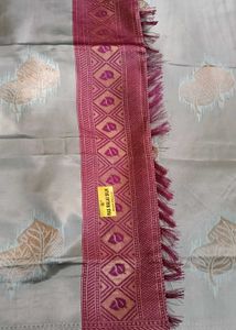 Brand New Grey Silk Saree with Maroon Border