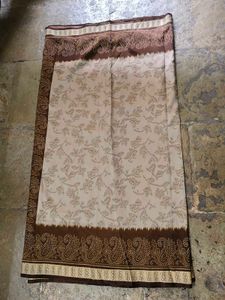 Silk Beige &amp; Brown Paisley Saree