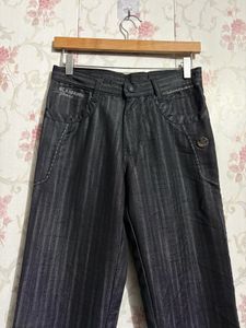 Vintage Dark Wash Pinstripe Denim Trousers – Slim