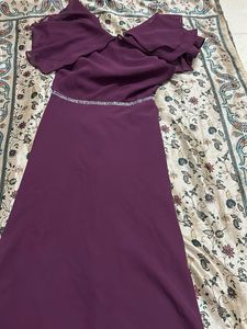 Elegant Plum Gown with Embellished Waist