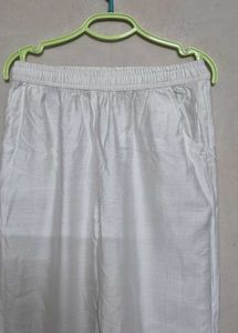 White Cotton Silk Pants
