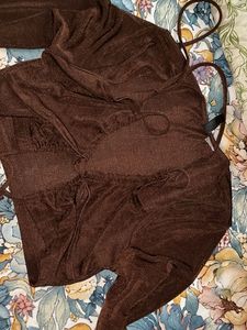 Brown full Sleeve Crop Top