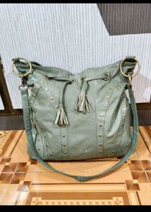 Stylish Green Leather Hobo Bag