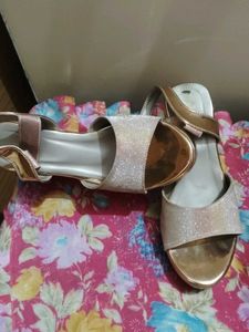 Sparkling Rose Gold Wedge Sandals