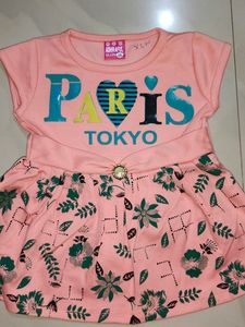 Cute Peach Baby Dress with Bloomers