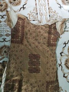 Beige Printed Kurta
