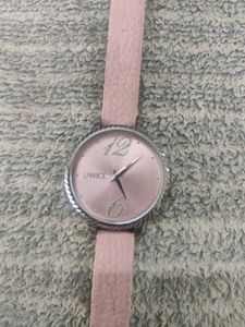 LAMEX Pink Leather Strap Watch