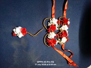 Red &amp; White Floral Jewellery Set