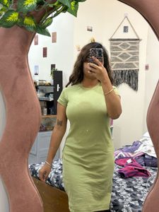 Casual Green T-Shirt Dress