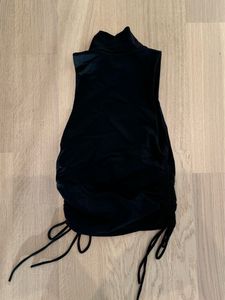 Sleek Black Ribbed Mock Neck Crop Top