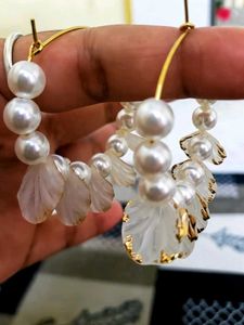 Elegant Pearl &amp; Petal Hoop Earrings