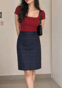 Plaid Pencil Skirt - Classic Fit