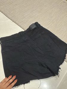 Black Denim Cut-Off Shorts