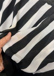 Striped Lace Neck Blouse