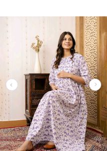Elegant Floral Print Maternity Dress