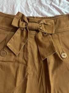 Brown A-Line Skirt with Bow Detail