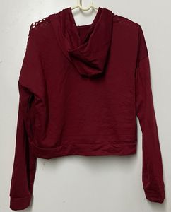 Maroon Mesh Detail Hoodie
