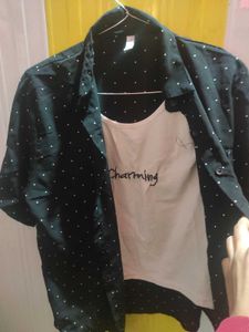 Polka Dot Tie Front Shirt