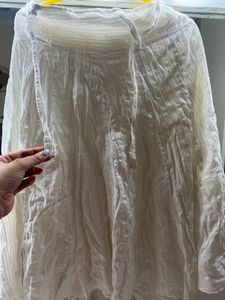 White Flowy Linen Blend skirt