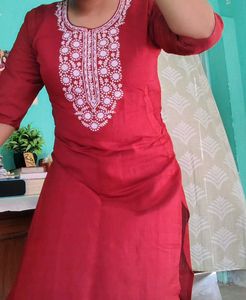 Beautiful Red Embroidered Kurta