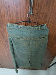 Denim Skirt with Butterfly Embroidery
