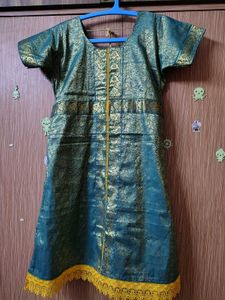 Newly Stitched Green Brocade Kurta with Gold Accen
