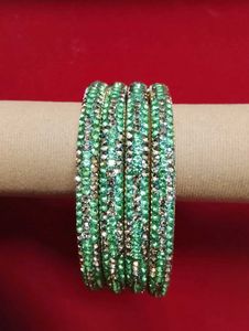 Sparkling Green Stone Bangles Set