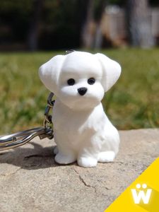 Cute White Dog Keychain