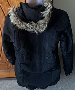Fur Trim Black Winter Coat