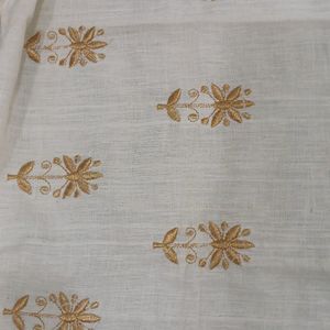 Khadi off white stole cum dupaata with golden embr