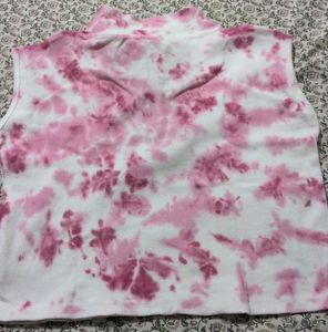 Pink Tie-Dye Quarter Zip Crop Top
