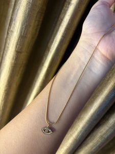 Anti Tarnish Gold Tone Eye Pendant  Necklace