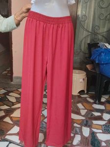 Berry Red Wide-Leg Pants