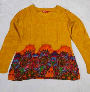 Yellow Printed Kurta