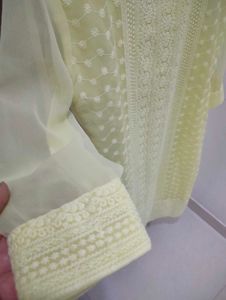Yellow Chikankari Kurti