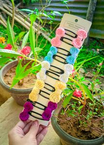 Crochet Bow Hair Pins (set of 4)