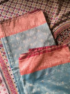 Elegant Blue Saree with Intricate Border