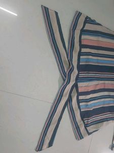 women's multi-color vertical striped shirt
