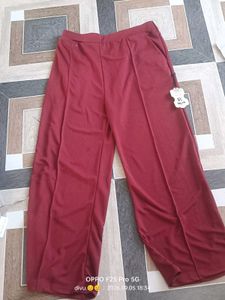 Burgundy Wide Leg Palazzo Pants( Korean pant )