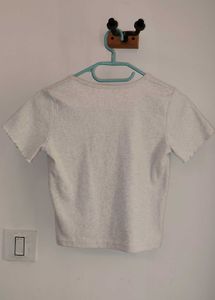 y2k Ribbed White Button crop Top | Unused