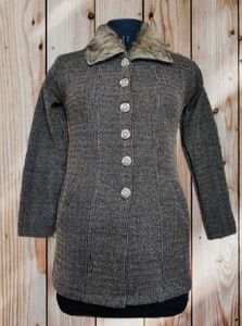 Cozy Faux Fur Collar Knit Cardigan