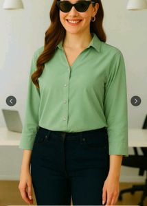 Chic Sage Green Button-Up Shirt