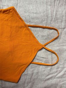 Orange Halter Neck Crop Top