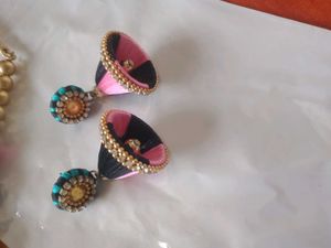 Silk Thread Necklace &amp; Earrings Set