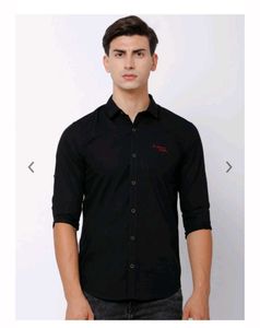 LOCOMOTIVE Men Black Slim Fit Solid Casual Shirt