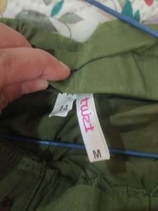 Olive Green cotton Waist Skirt